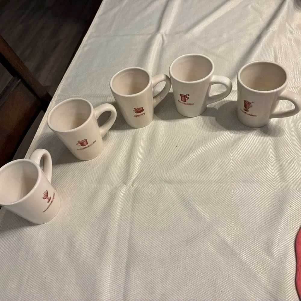 White Ceramic Mug Set with Red Accents Williams Sonoma